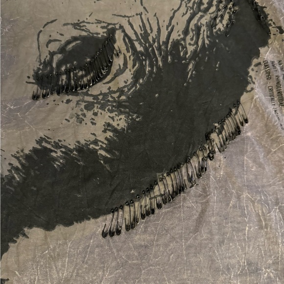 Sean John Men's Safety-Pinned Black Rhinoceros T-Shirt Marbled Grey 3XL P Diddy - Picture 4 of 6